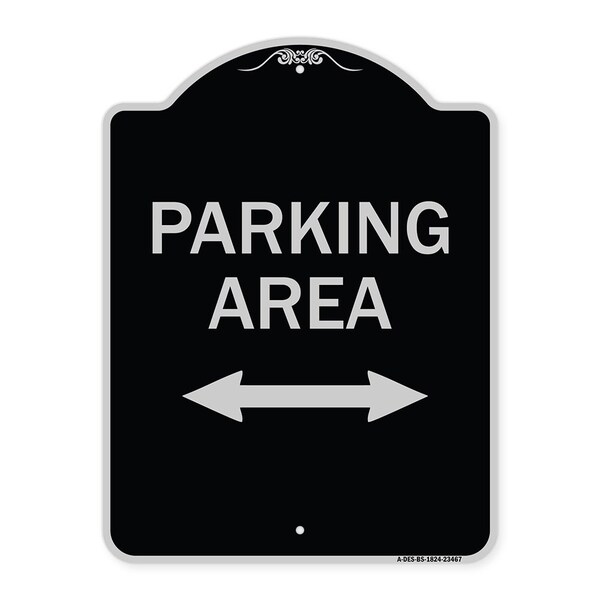 Parking Area W/ Bidirectional Arrow Heavy-Gauge Aluminum Sign, 24" x 18", BS-1824-23467